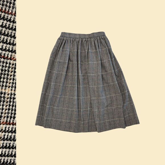 1970s houndstooth skirt, size 10 Dimension V ankle-length poly/wool maxi skirt - Picture 1 of 9